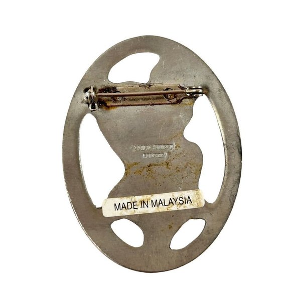 Vintage Signed Kirk Stieff Pewter Brooch Pin Etched Floral 2.25" - Picture 3 of 6